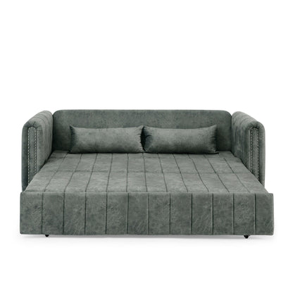 Divano letto estraibile moderno 3 in 1 in schiuma da 68 posti con chiodi in rame e due cassetti