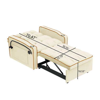 Divano letto singolo convertibile 3 in 1 moderno da 70,86 pollici con schienale regolabile e porta di ricarica USB per soggiorno