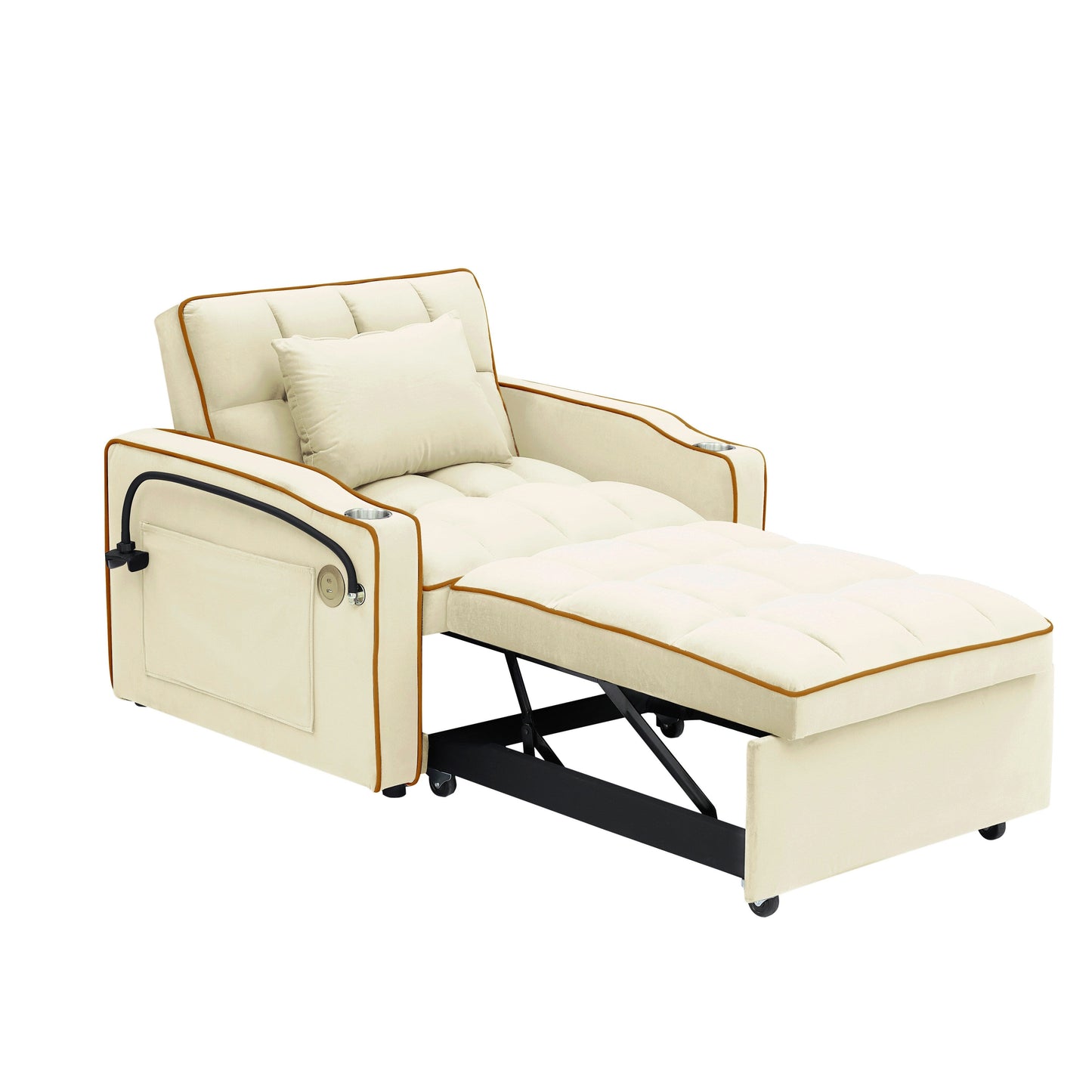 Divano letto singolo convertibile 3 in 1 moderno da 70,86 pollici con schienale regolabile e porta di ricarica USB per soggiorno