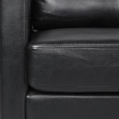 Divano moderno 74 in similpelle a 3 posti con gambe in legno di betulla per soggiorno