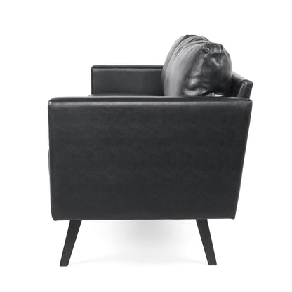 Divano moderno 74 in similpelle a 3 posti con gambe in legno di betulla per soggiorno