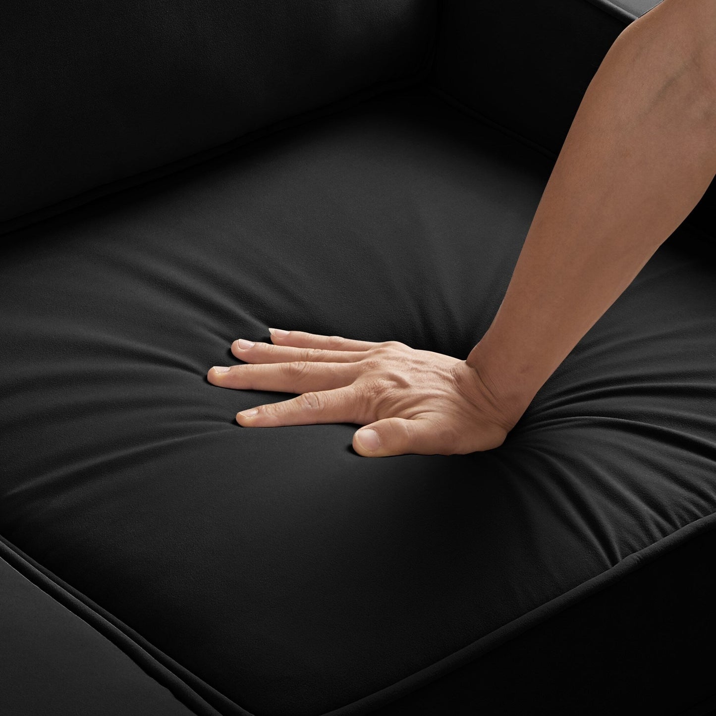 Divano moderno imbottito in velluto 74 a 3 posti con braccioli curvi e cuscini rimovibili per soggiorno