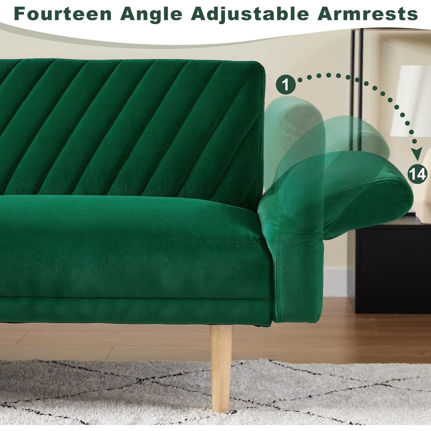 Divano letto futon moderno da 78 posti con 2 cuscini e schienale per soggiorno