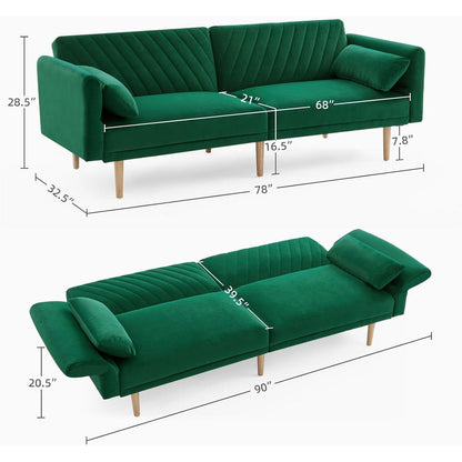 Divano letto futon moderno da 78 posti con 2 cuscini e schienale per soggiorno