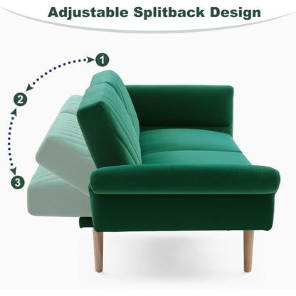 Divano letto futon moderno da 78 posti con 2 cuscini e schienale per soggiorno