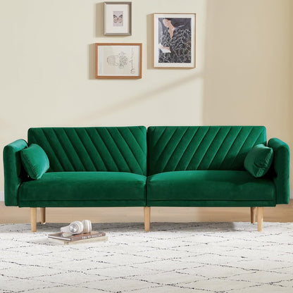 Divano letto futon moderno da 78 posti con 2 cuscini e schienale per soggiorno