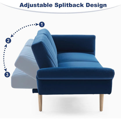 Divano letto futon moderno da 78 posti con 2 cuscini e schienale per soggiorno
