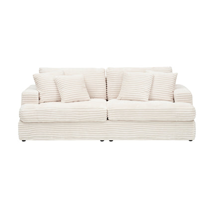 Divano moderno imbottito 79.3, divano a 3 posti in velluto a coste con 4 cuscini per soggiorno e appartamento