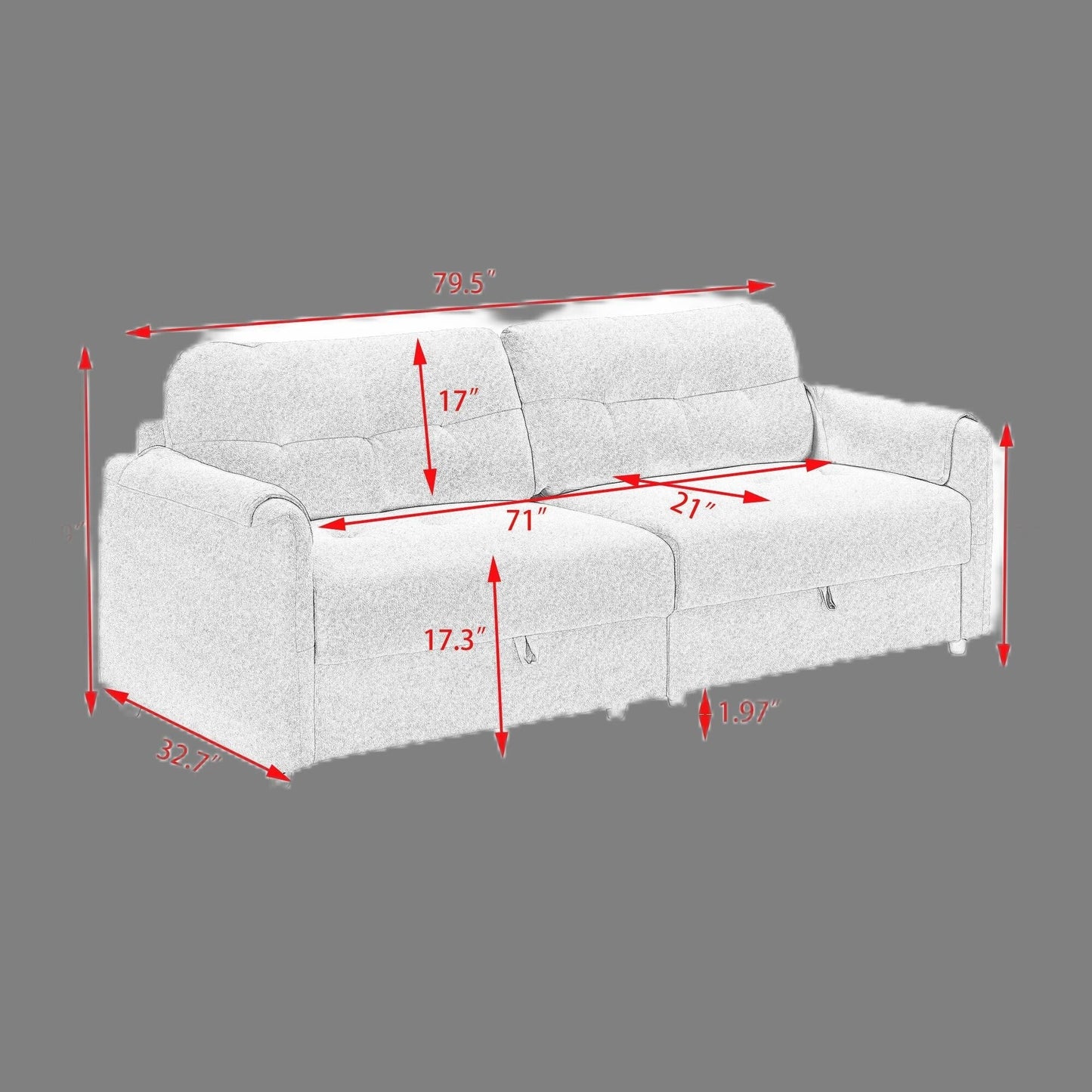 Divano moderno in tessuto Teddy da 79,5 pollici con morbida imbottitura in spugna, perfetto per il soggiorno o l'ufficio