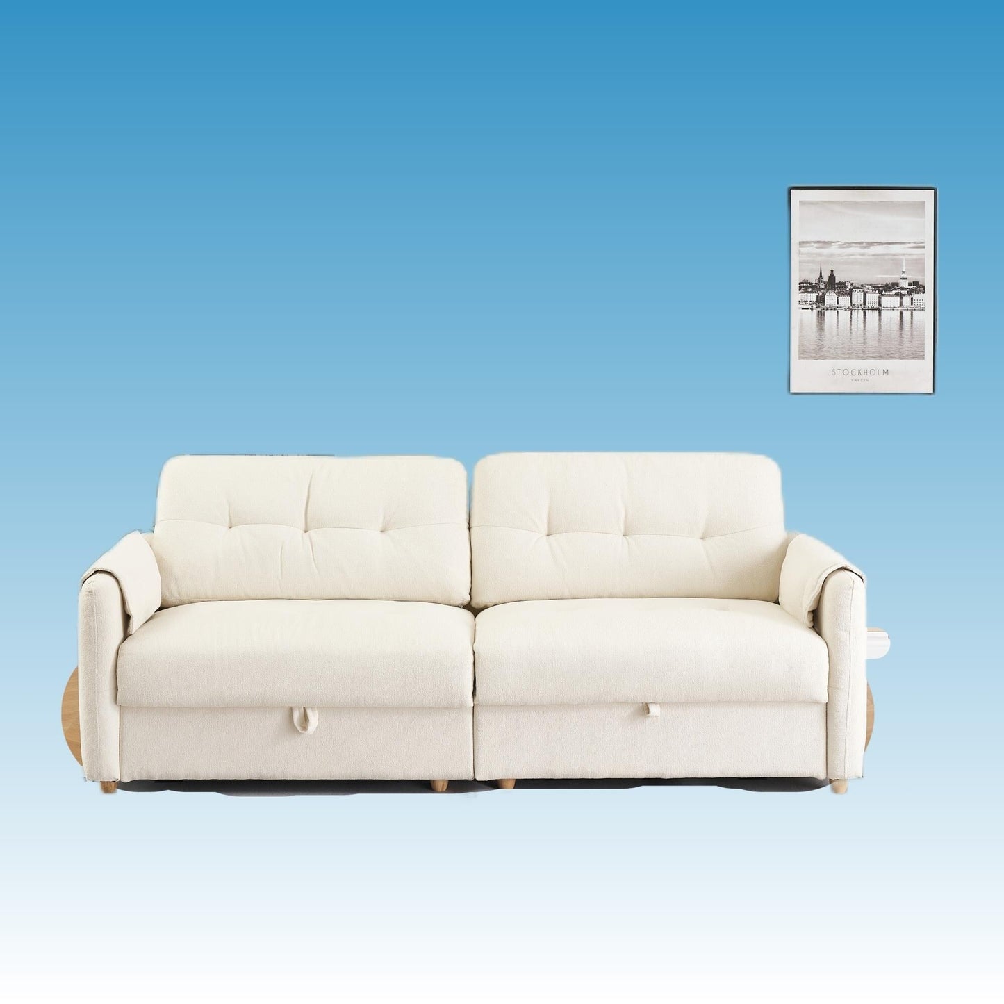 Divano moderno in tessuto Teddy da 79,5 pollici con morbida imbottitura in spugna, perfetto per il soggiorno o l'ufficio