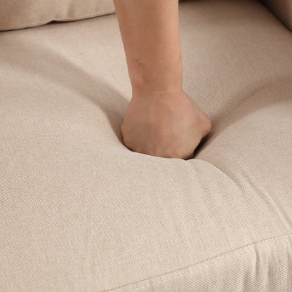 Divano moderno a 3 posti con 79 bottoni, rivestimento in lino trapuntato, 2 porte USB e piedino quadrato in plastica solida