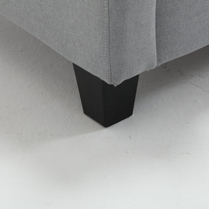 Divano moderno a 3 posti con 79 bottoni, rivestimento in lino trapuntato, 2 porte USB e piedino quadrato in plastica solida