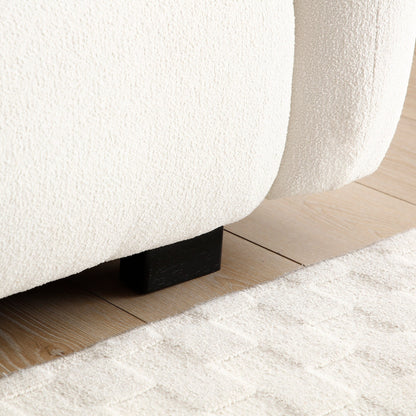 Divano moderno Teddy 81.48 a 3 posti con seduta profonda, gambe in legno e rivestimento per soggiorno