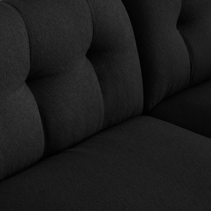 Divano moderno Teddy 81.48 a 3 posti con seduta profonda, gambe in legno e rivestimento per soggiorno