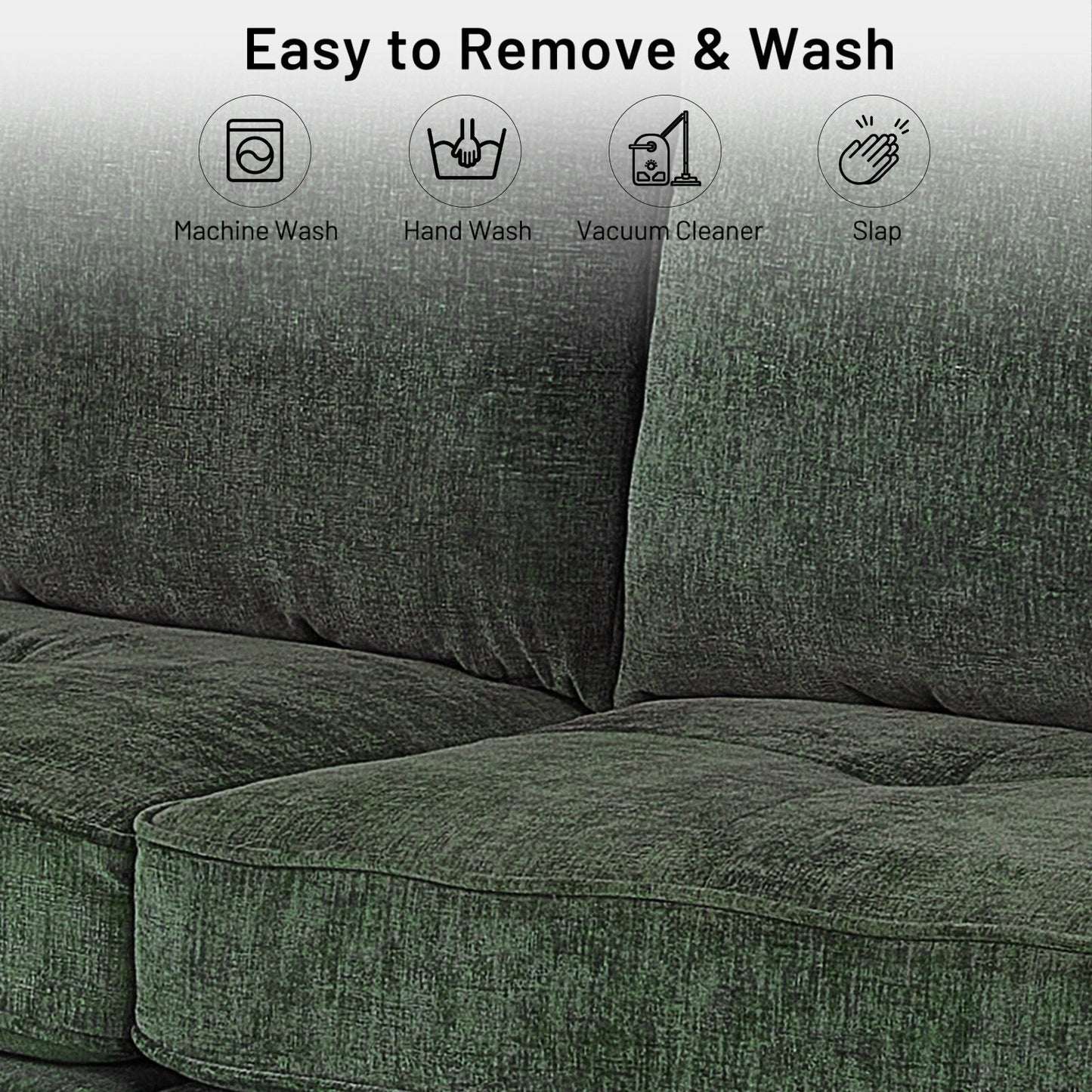 Divano moderno rettangolare da 82 pollici con braccioli quadrati, imbottito in ciniglia e porte USB