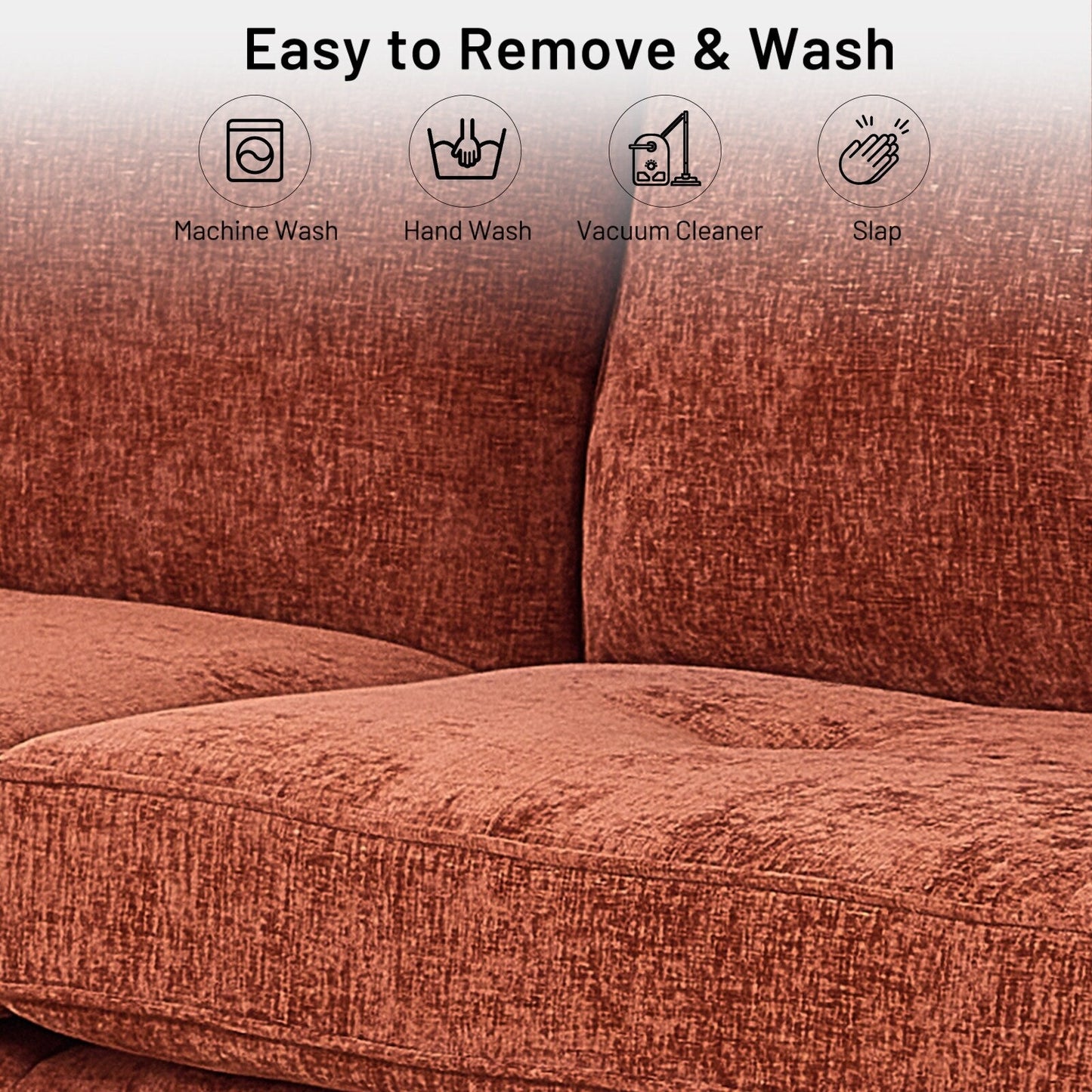 Divano moderno rettangolare da 82 pollici con braccioli quadrati, imbottito in ciniglia e porte USB