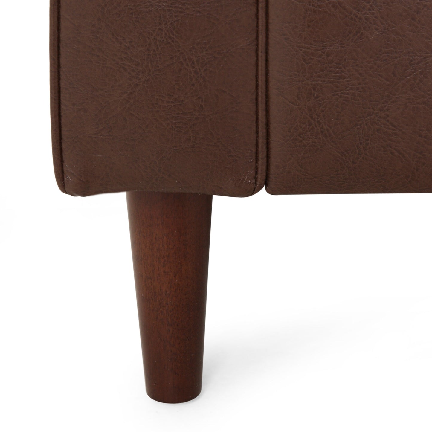 Divano moderno 82.25 in similpelle a 3 posti con gambe in legno