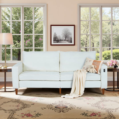 Divano moderno imbottito in ciniglia da 82,68 pollici con porte USB per soggiorno