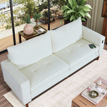 Divano moderno imbottito in ciniglia da 82,68 pollici con porte USB per soggiorno