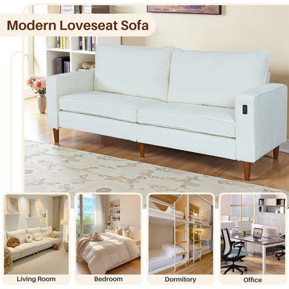 Divano moderno imbottito in ciniglia da 82,68 pollici con porte USB per soggiorno