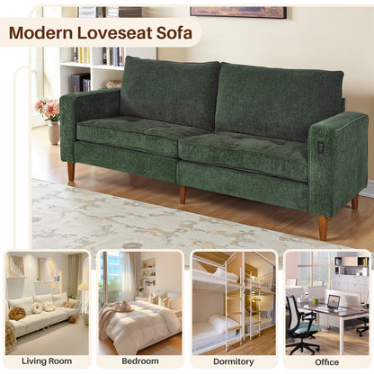 Divano moderno imbottito in ciniglia da 82,68 pollici con porte USB per soggiorno