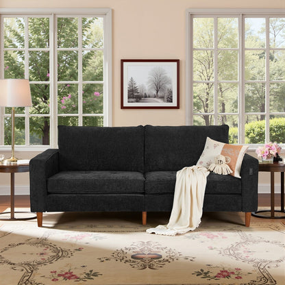 Divano moderno imbottito in ciniglia da 82,68 pollici con porte USB per soggiorno