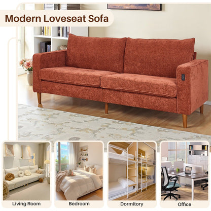 Divano moderno imbottito in ciniglia da 82,68 pollici con porte USB per soggiorno