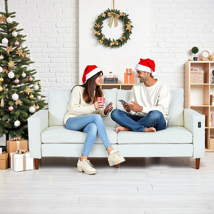 Divano moderno imbottito in ciniglia da 82,68 pollici con porte USB per soggiorno