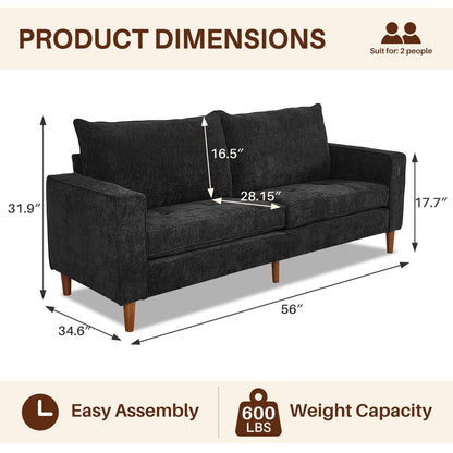Divano moderno imbottito in ciniglia da 82,68 pollici con porte USB per soggiorno