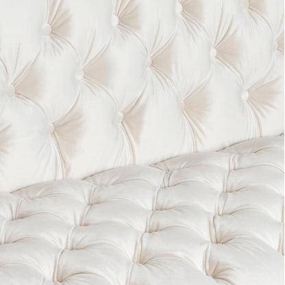 Divano moderno a 3 posti in similpelle con bottoni trapuntati, 86,75 cm, con gambe in ferro lisce a forma di T per soggiorno