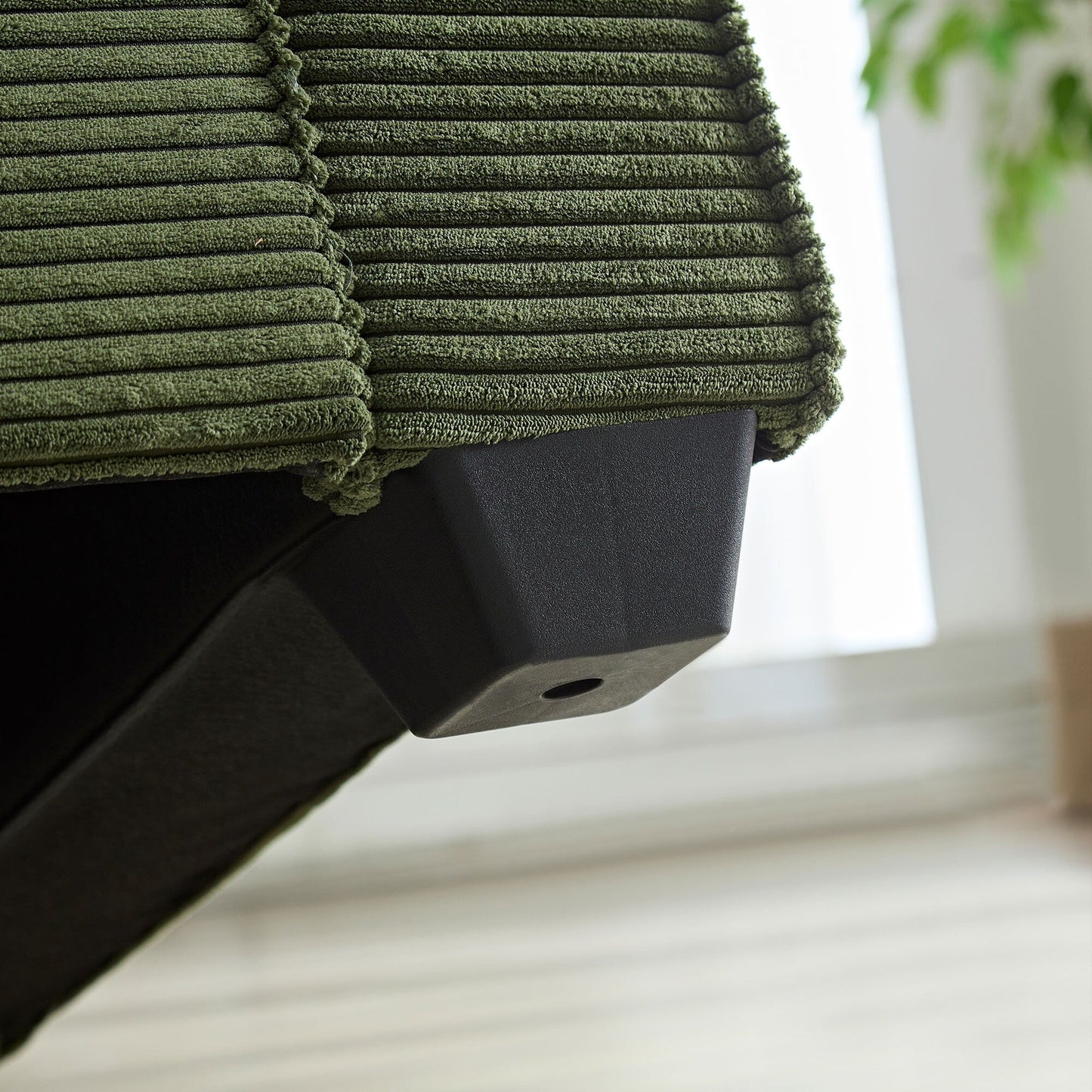 Divano moderno a 3 posti in velluto a coste 87.4 con seduta profonda, portabicchieri e borse portaoggetti per soggiorno