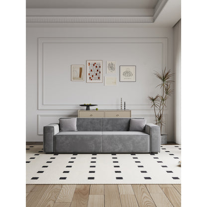 Divano moderno imbottito in ciniglia da 88,6 pollici con 4 gambe in legno massello e 2 cuscini per soggiorno