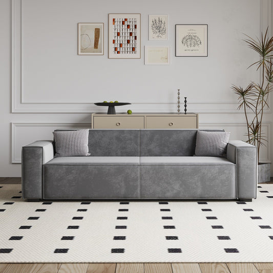 Divano moderno imbottito in ciniglia da 88,6 pollici con 4 gambe in legno massello e 2 cuscini per soggiorno