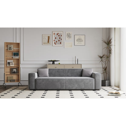 Divano moderno imbottito in ciniglia da 88,6 pollici con 4 gambe in legno massello e 2 cuscini per soggiorno