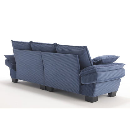 Divano a vela moderno 88.6 in velluto a coste a 3 posti con due cuscini e ampi piedini in plastica per il soggiorno