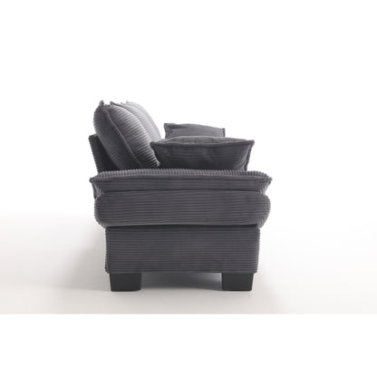 Divano a vela moderno 88.6 in velluto a coste a 3 posti con due cuscini e ampi piedini in plastica per il soggiorno