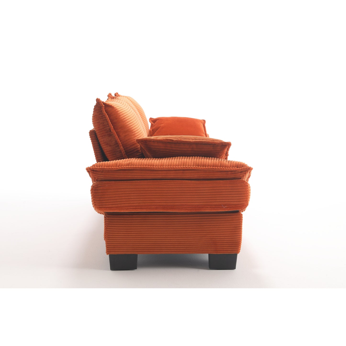 Divano a vela moderno 88.6 in velluto a coste a 3 posti con due cuscini e ampi piedini in plastica per il soggiorno