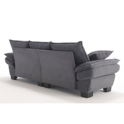 Divano a vela moderno 88.6 in velluto a coste a 3 posti con due cuscini e ampi piedini in plastica per il soggiorno