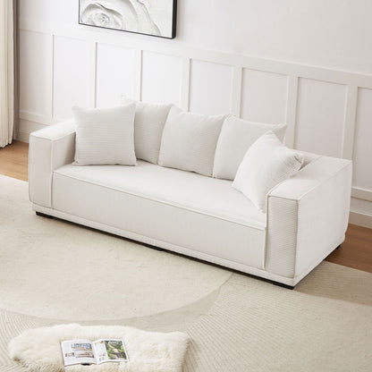 Divano moderno a 3 posti rivestito in velluto a coste da 88,97 pollici con 5 cuscini coordinati per il soggiorno