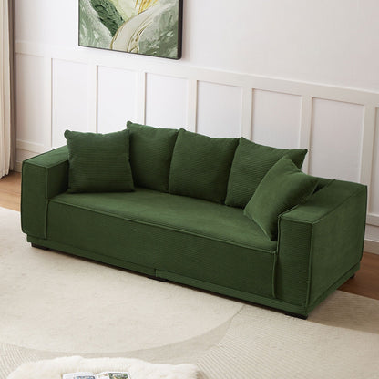 Divano moderno a 3 posti rivestito in velluto a coste da 88,97 pollici con 5 cuscini coordinati per il soggiorno