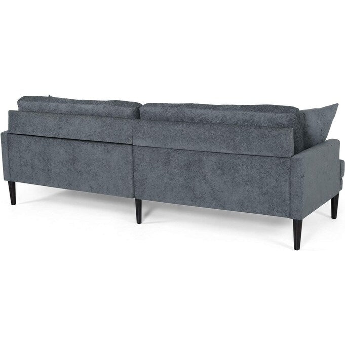 Divano moderno imbottito 96.25 a 3 posti con gambe in legno e cuscini decorativi per soggiorno