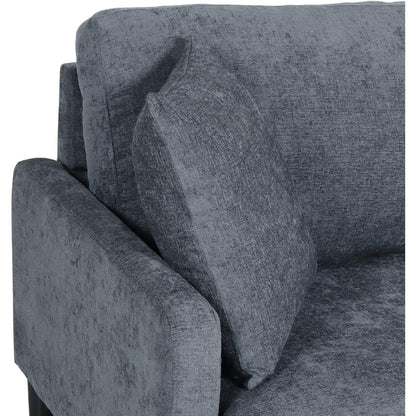 Divano moderno imbottito 96.25 a 3 posti con gambe in legno e cuscini decorativi per soggiorno