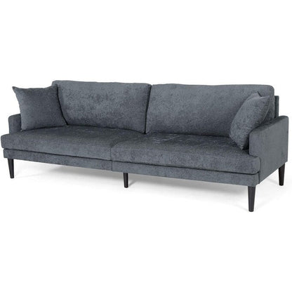 Divano moderno imbottito 96.25 a 3 posti con gambe in legno e cuscini decorativi per soggiorno