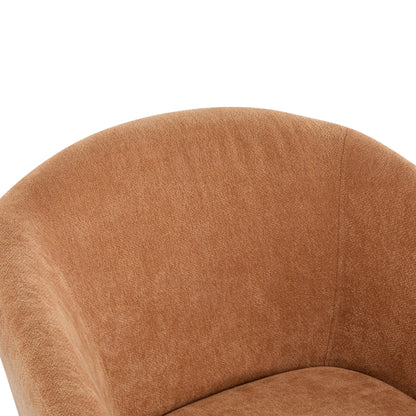 Poltrona moderna con schienale arrotondato e gambe in legno - Poltrona da salotto o da ufficio ispirata alla metà del secolo - Rivestimento in tessuto morbido