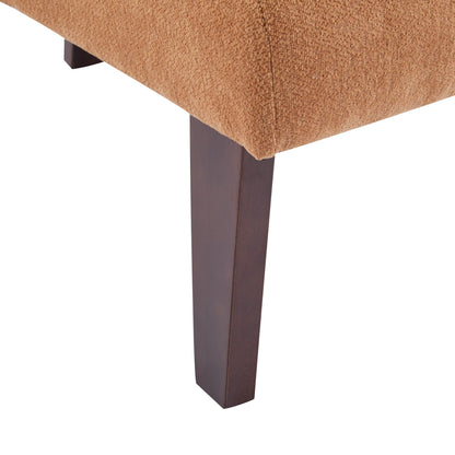 Poltrona moderna con schienale arrotondato e gambe in legno - Poltrona da salotto o da ufficio ispirata alla metà del secolo - Rivestimento in tessuto morbido