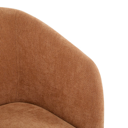 Poltrona moderna con schienale arrotondato e gambe in legno - Poltrona da salotto o da ufficio ispirata alla metà del secolo - Rivestimento in tessuto morbido