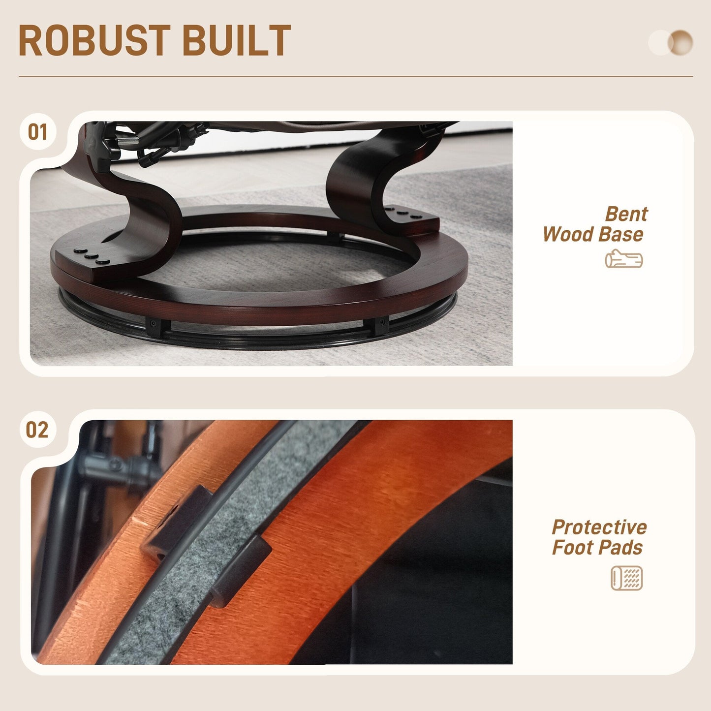 Sedia da ufficio moderna con schienale regolabile, girevole a 360°, reclinabile manualmente, struttura in legno, poltrona con poggiapiedi