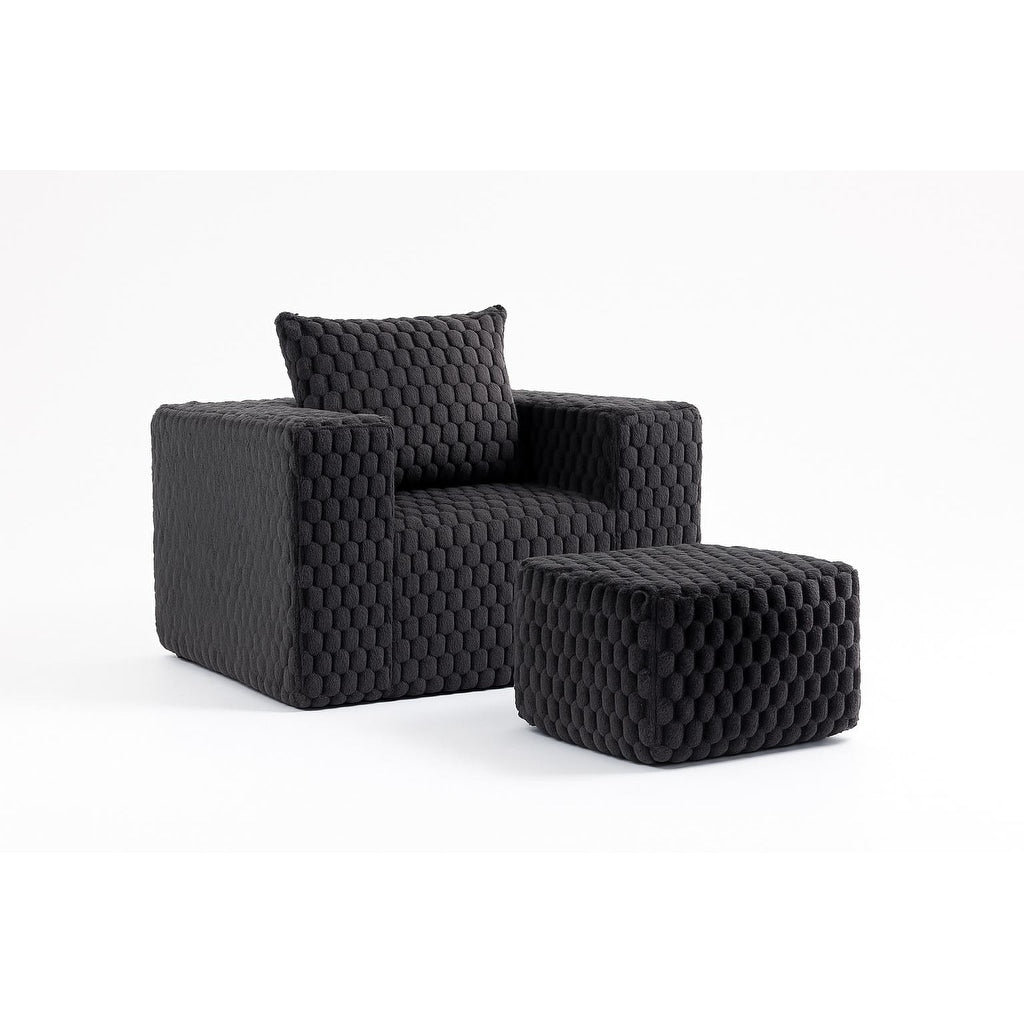 Divano moderno in velluto a coste con design completamente compresso e pouf