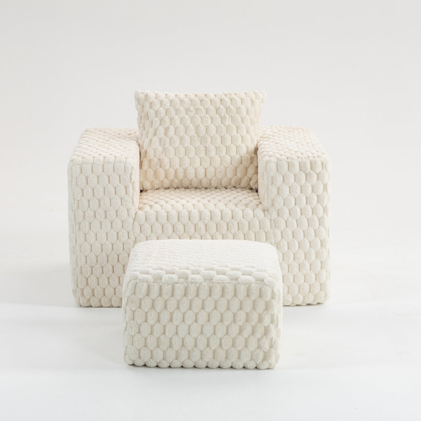 Divano moderno in velluto a coste con design completamente compresso e pouf