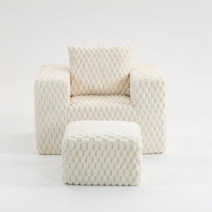 Divano moderno in velluto a coste con design completamente compresso e pouf